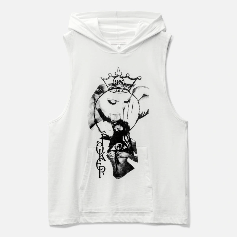 100% Cotton Screen Printing Sleeveless T-Shirt Hoodie